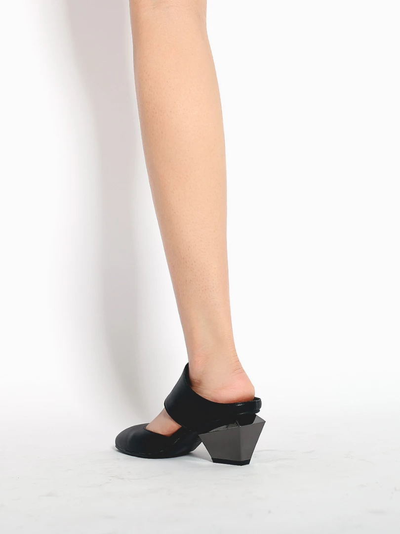 Jady Rose JadyRose | TINA Geometric Heel Black Leather Sandal New In Shoes 2 Jady Rose JadyRose | TINA Geometric Heel Black Leather Sandal New In Shoes