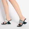 Jady Rose JadyRose | KARINA Rhinestone Black Leather Wedge Sandal NEW ARRIVALS