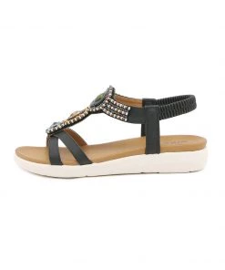 SIKETU | BLACK STONE-EMBELLISHED SANDAL NEW ARRIVALS