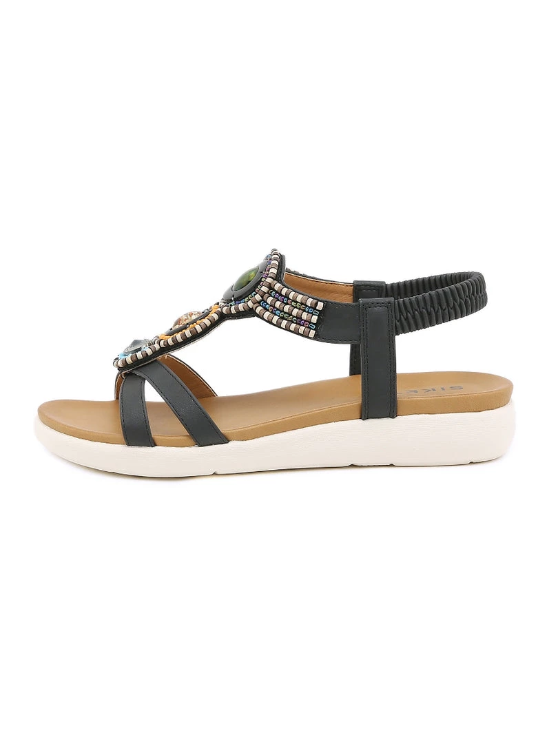 SIKETU | BLACK STONE-EMBELLISHED SANDAL NEW ARRIVALS 2 SIKETU | BLACK STONE-EMBELLISHED SANDAL NEW ARRIVALS