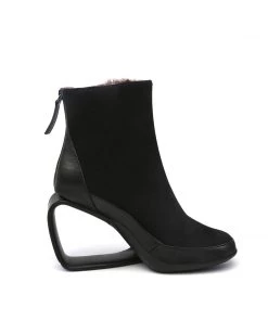 Jady Rose JadyRose | Genuine Leather JR Signature Triangle Wedge-Heel Ankle Boots