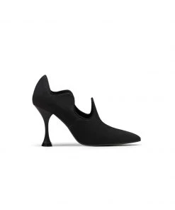 Jady Rose NEW ARRIVALS JadyRose | Scalloped Edges-Curve Shaped Leather Stilettos - Black