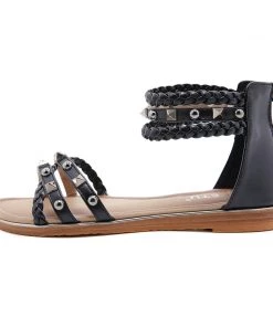 Stud Braided Ankle-Strap Sandals - SIKETU New In Shoes