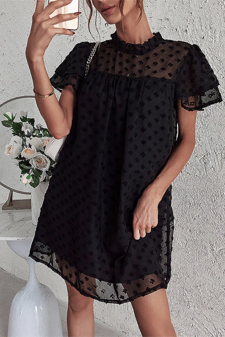 DY LOIDA Swiss Dot Tunic Dress - Black New In Clothing 3 DY LOIDA Swiss Dot Tunic Dress - Black New In Clothing