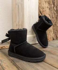 XH New In Shoes SMAIBULUN UGG™ | Ribbon Bow-Back Faux Fur-Lined Suede Boots