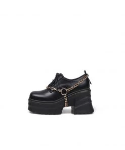 Jady Rose JadyRose | Black Leather Chain Over Chunky Heel Oxford New In Shoes 8 Jady Rose JadyRose | Black Leather Chain Over Chunky Heel Oxford New In Shoes