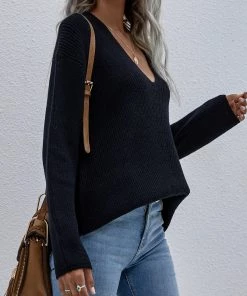 MY Smaibulun | Black Marjorie V-neck Knit Sweater