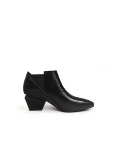 Jady Rose JadyRose | Geometry-Heel Textile Contrast Black Leather Ankle Boots New In Shoes