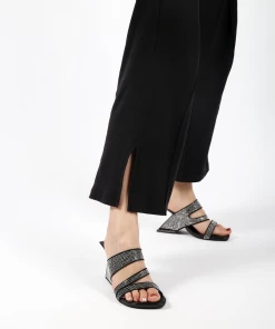 Jady Rose JADYROSE | AMADEA RHINESTONE BLACK LEATHER HEEL New In Shoes