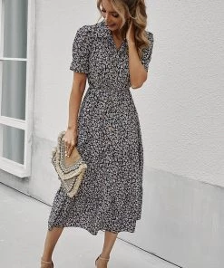 DY CLAUDIA MIDI DRESS - BLACK PRINT New In Clothing 7 DY CLAUDIA MIDI DRESS - BLACK PRINT New In Clothing