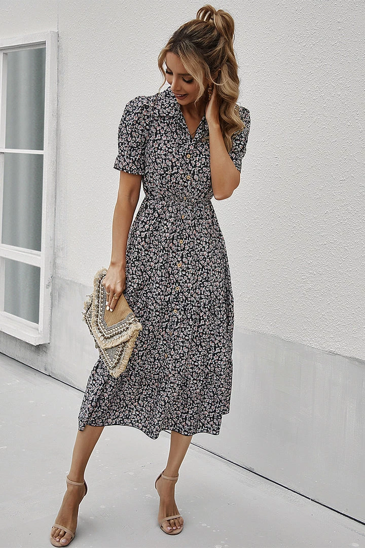 DY CLAUDIA MIDI DRESS - BLACK PRINT New In Clothing 3 DY CLAUDIA MIDI DRESS - BLACK PRINT New In Clothing