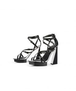 Jady Rose JadyRose | Acute Triangle Heel Genuine Leather Strap Heel - Black 9 Jady Rose JadyRose | Acute Triangle Heel Genuine Leather Strap Heel - Black