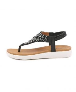 SIKETU | BLACK V-STRAP RHINESTONE SANDAL New In Shoes