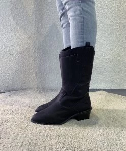 YL En Bloom | Black Pull-Tab Cowboy Knee Boots 10 YL En Bloom | Black Pull-Tab Cowboy Knee Boots