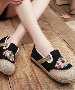 TC Shop Sandals Embroidered Abstract Flower Espadrilles - Cactus Rose