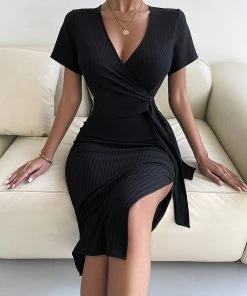 DY CLARETTA French Rib Midi Dress - Black NEW ARRIVALS