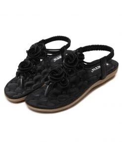 SIKETU | Black Rosette Sandals NEW ARRIVALS