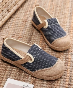 TC NEW ARRIVALS Cactus Rose | Scales Print Linen Espadrilles Loafers - Black