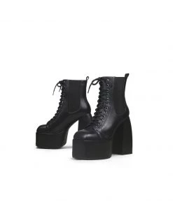 Jady Rose JadyRose | Genuine Leather Chunky Heel Lace-Up Black Platform Chelsea Boots New In Shoes 10 Jady Rose JadyRose | Genuine Leather Chunky Heel Lace-Up Black Platform Chelsea Boots New In Shoes