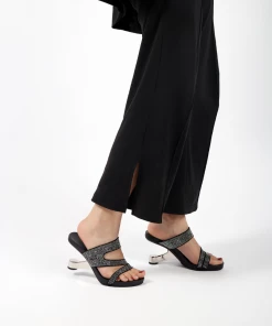 Jady Rose JADYROSE | RHINESTONE CUT OUT BLACK LEATHER HEEL NEW ARRIVALS