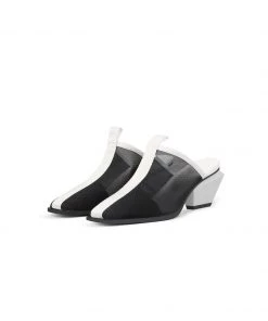 Jady Rose NEW ARRIVALS JadyRose | Geometry Block Point Toe Mid Heel Mules - Black