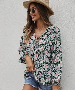 DY DUA LIPA FLORAL TOP - BLACK NEW ARRIVALS
