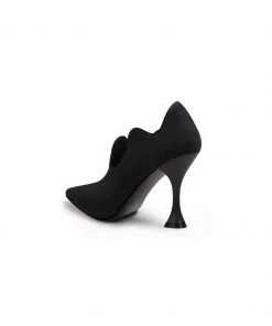 Jady Rose NEW ARRIVALS JadyRose | Scalloped Edges-Curve Shaped Leather Stilettos - Black