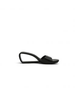 Jady Rose JadyRose | Open Twisted-Heel Leather Slide Sandal - Black