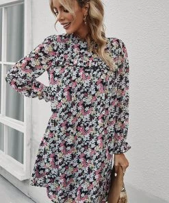 DY TERRENCE Floral Print Mini Dress - Black NEW ARRIVALS