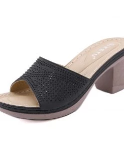 Rhinestone-Accent Block Heel Sandals - SIKETU S/S 2022