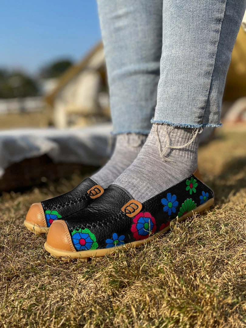 ATC Floral Print-Accent Leather Loafers - MAMA LOVE 1 ATC Floral Print-Accent Leather Loafers - MAMA LOVE