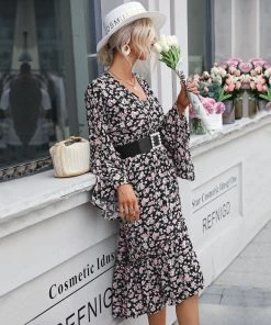 BFZY ANTHEM Flared Sleeve Midi Dress - Black