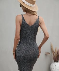 MY NEW ARRIVALS SELAH KNIT DRESS - METALLIC BLACK