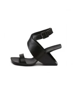 Jady Rose JadyRose | Twist Strap Open-Heel Leather Slide Sandal - Black NEW ARRIVALS