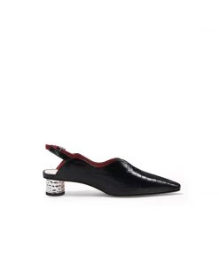 Jady Rose JadyRose | Genuine Leather Owen Powder Back Strap Detail Pointed Toe Heeled Pump S/S 2022