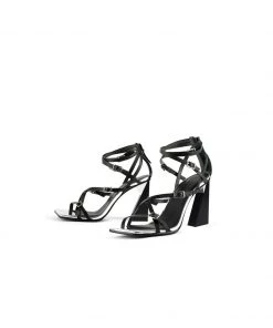 Jady Rose JadyRose | CHARLI Black Cross Straps Leather Heel 9 Jady Rose JadyRose | CHARLI Black Cross Straps Leather Heel