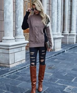 MY Smaibulun | ROSAFA Turtleneck Black White Contrasting Knit Jumper New In Clothing