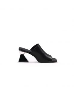 Jady Rose NEW ARRIVALS JadyRose | Triangular-Heel Leather Mule - Black