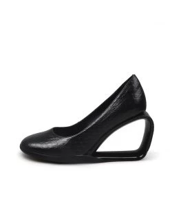 Jady Rose NEW ARRIVALS JadyRose | Open Triangle-Heel Leather Pump - Black