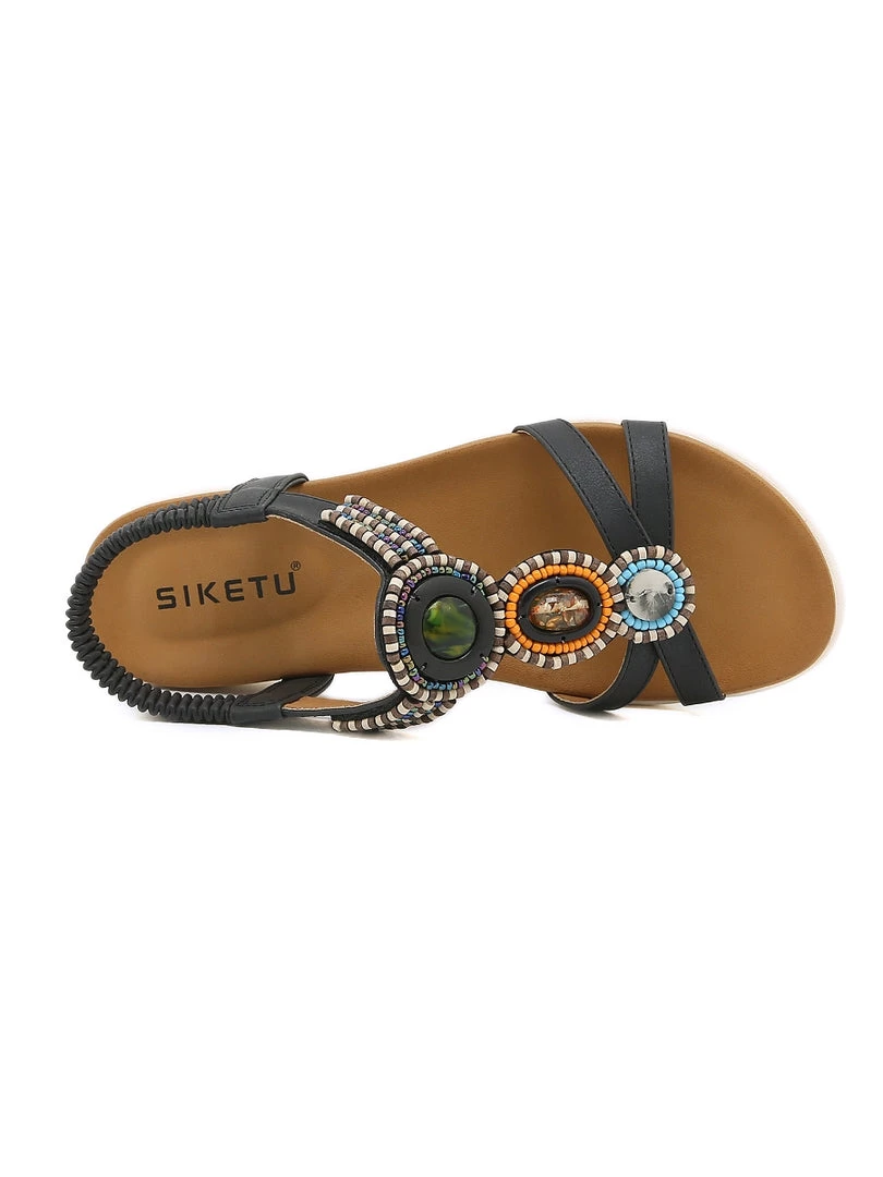 SIKETU | BLACK STONE-EMBELLISHED SANDAL NEW ARRIVALS 4 SIKETU | BLACK STONE-EMBELLISHED SANDAL NEW ARRIVALS
