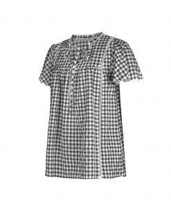 DY ROSENDA GINGHAM TOP - BLACK New In Clothing