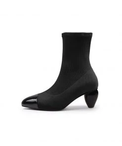Jady Rose JadyRose | Mid-Heel Stretch Upper Sock Boot - Black