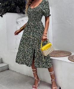 DY FRONTI MIDI DRESS - BLACK PRINT