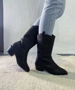 YL En Bloom | Black Pull-Tab Cowboy Knee Boots 11 YL En Bloom | Black Pull-Tab Cowboy Knee Boots