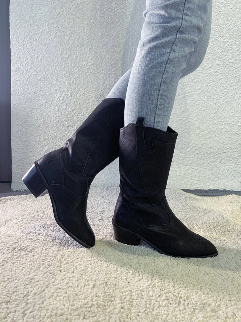 YL En Bloom | Black Pull-Tab Cowboy Knee Boots 4 YL En Bloom | Black Pull-Tab Cowboy Knee Boots