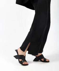 Jady Rose JADYROSE | GIVEN BLACK LEATHER OPEN TOE SLIDE NEW ARRIVALS