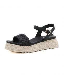 SIKETU | BRAIDED STRAP BLACK ESPADRILLE SANDAL