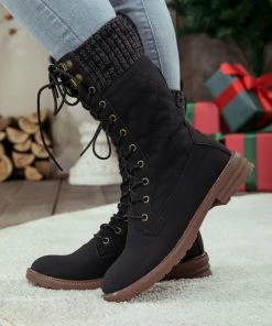 YL En Bloom | Black Plaid Pattern Sock-Lined Combat Boots New In Shoes