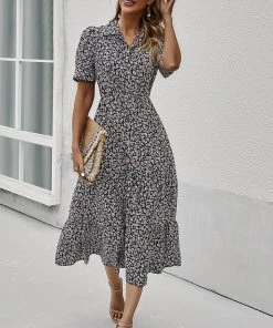 DY CLAUDIA MIDI DRESS - BLACK PRINT New In Clothing 8 DY CLAUDIA MIDI DRESS - BLACK PRINT New In Clothing