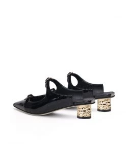 Jady Rose S/S 2022 JadyRose | Cutout-Strap Dalena Block Low-Heel Mule - Black